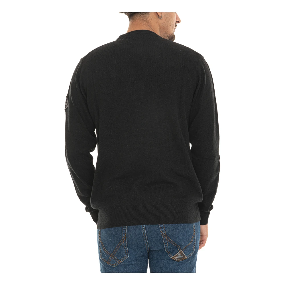 Roy Roger's Ribgebreide Trui met Armmotief Black Heren