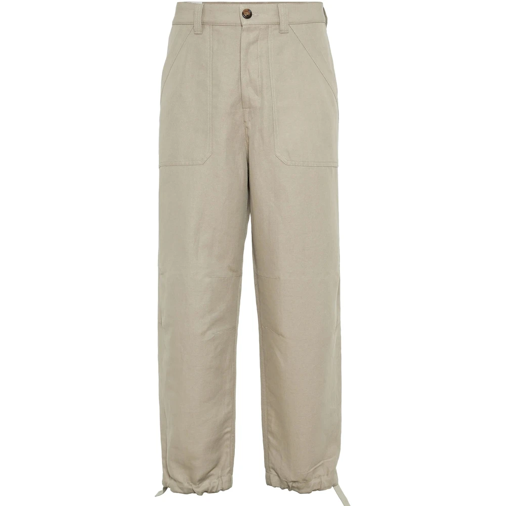 BRUNELLO CUCINELLI Beige Broek met Knoopsluiting Brown Heren