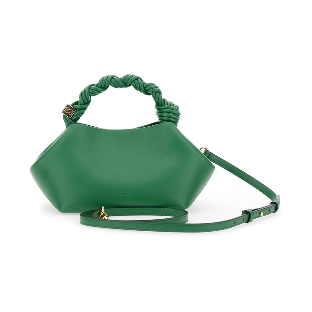 Ganni Groene handgevlochten handtas met vlinderlogo Green Dames