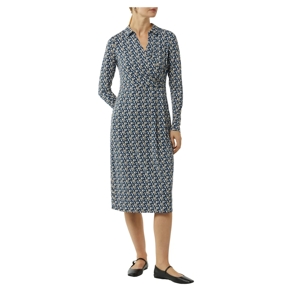 comma Wikkelstijl Midi Jurk Blue Dames