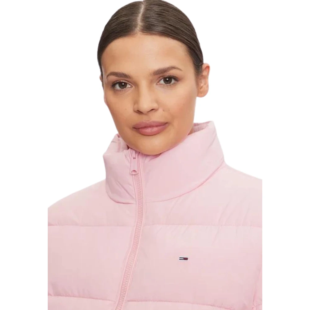 Tommy Hilfiger Roze Pufferjas Essentiële Stijl Pink Dames
