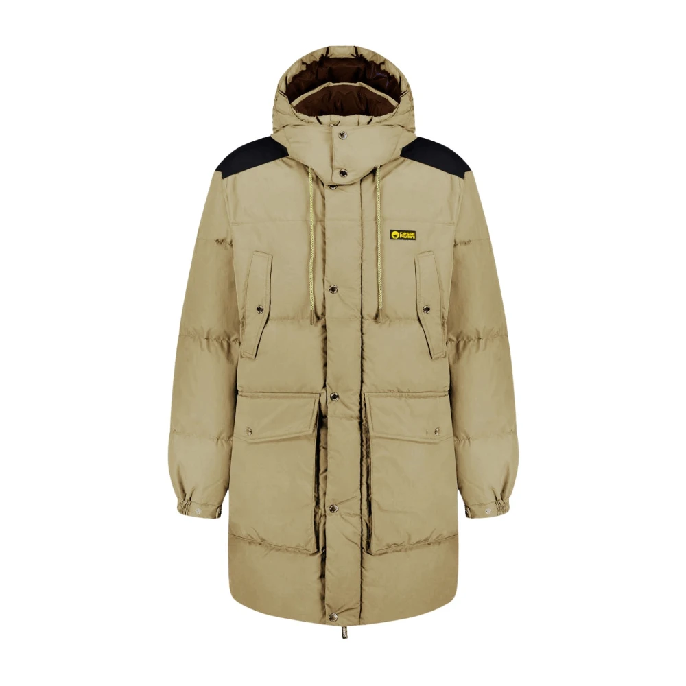 Ciesse Piumini Canada Lange unisex beige donsjack 4 zakken met afneembare capuchon 100% Beige Heren