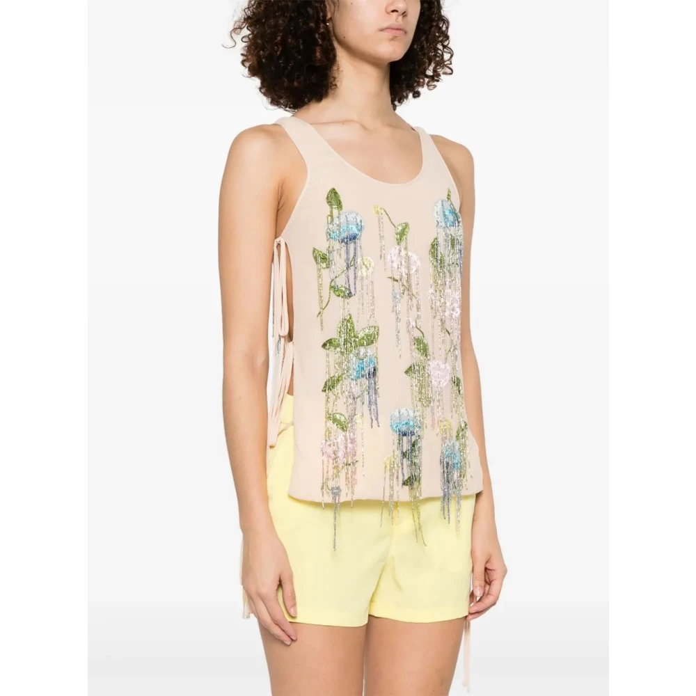 Blumarine Georg Geborduurde Top Beige Dames