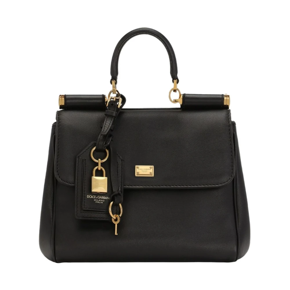Dolce & Gabbana Black Handbags, Female, One Size, Sicily Leather Handbag