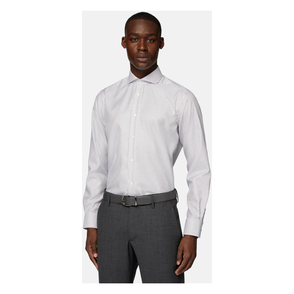 Boggi Milano Ultimate NON Iron Slim Fit Gestreept Overhemd van Katoenen Twill Multicolor Heren