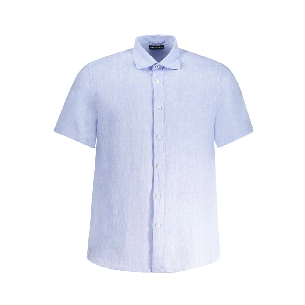 North Sails Blue Linen Short Sleeve Shirt - Male - Short Sleeve Shirts - M - Shirts