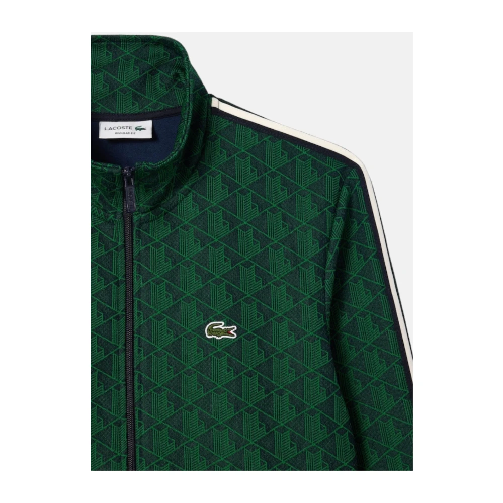 Lacoste Paris Jacquard Monogram Rits Sweatshirt Green Heren