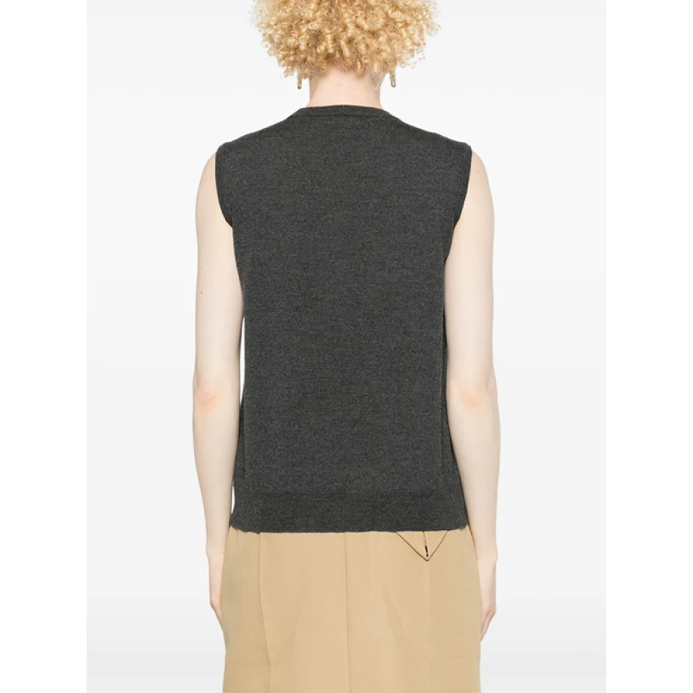 Fabiana Filippi Kristalversierde Merinowollen Vest Gray Dames