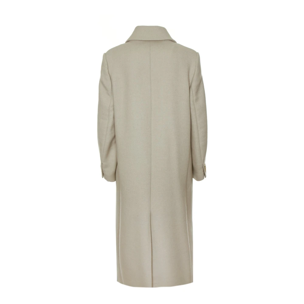 drykorn Wollen Jas Reverskraag Dubbele Knopenrij Beige Dames