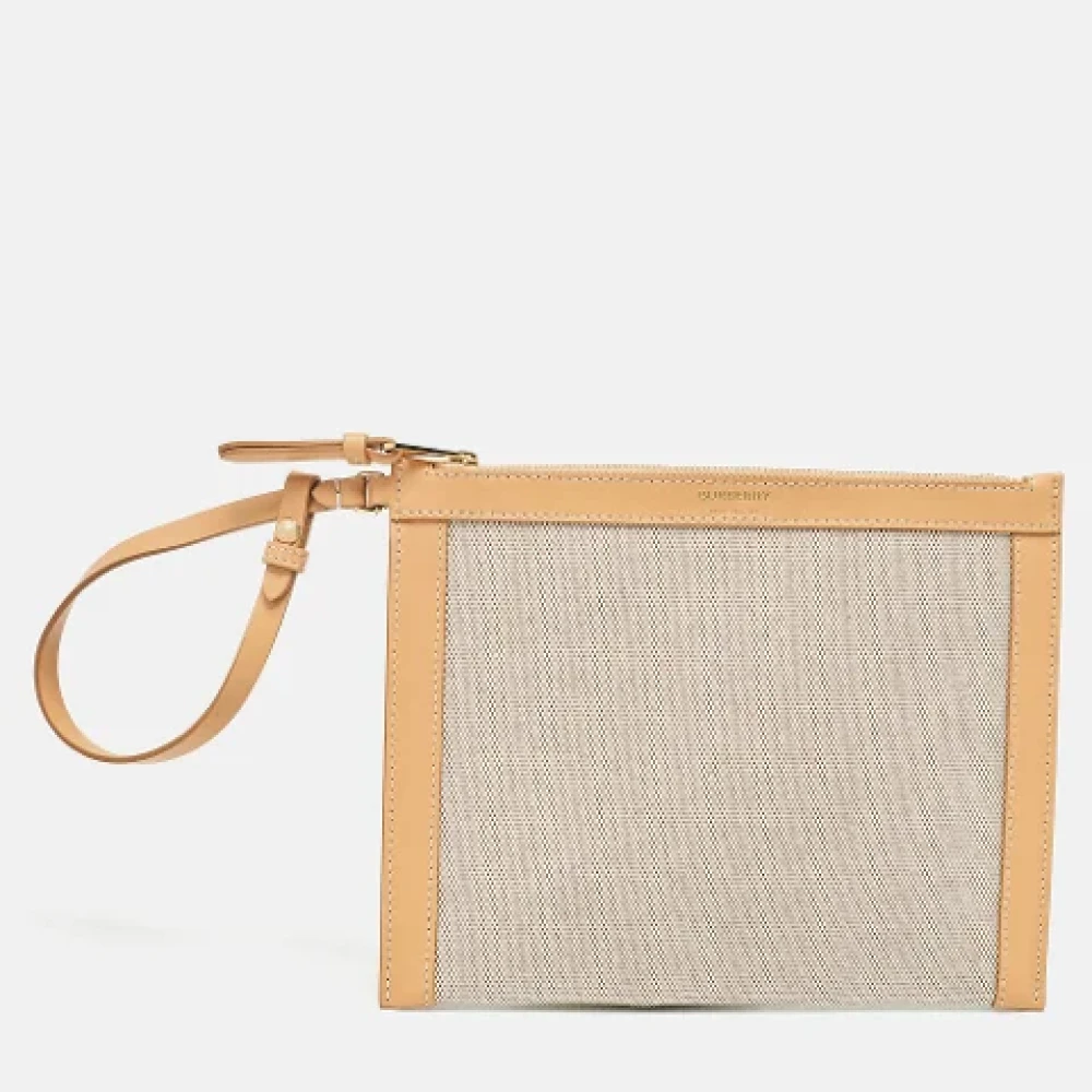Burberry Vintage Pre-owned Canvas clutches Beige Dames