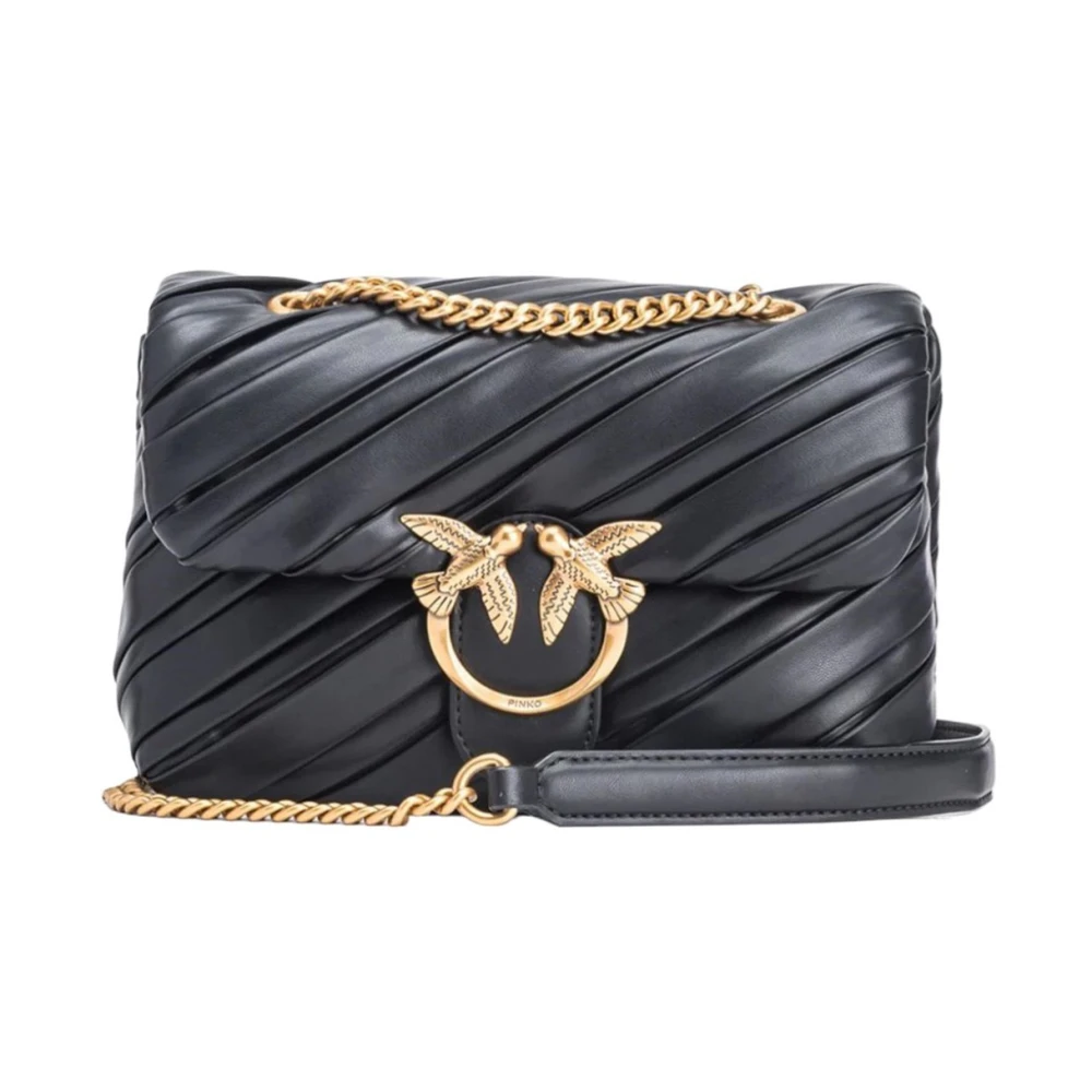 Pinko Love Puff Mini Clutch in Zwart en Goud Black Dames