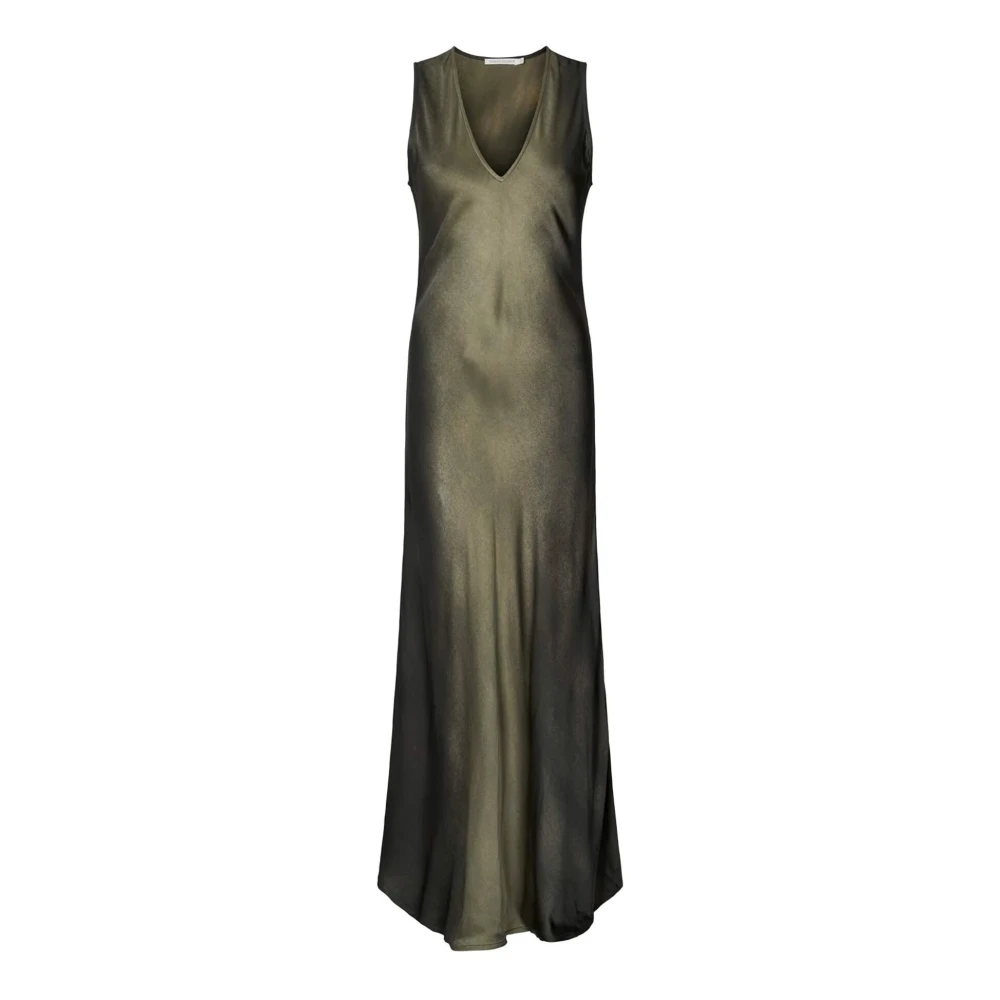 Rabens Saloner Feminine V-hals Jurk Venus Olive Green Dames