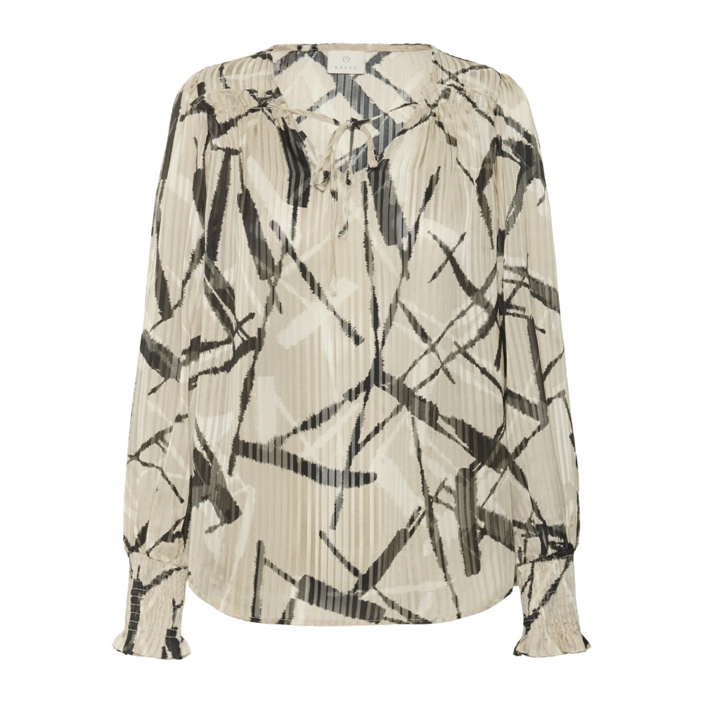 Kaffe Abstract Print Blouse Veer Grijs Zwart Gray Dames