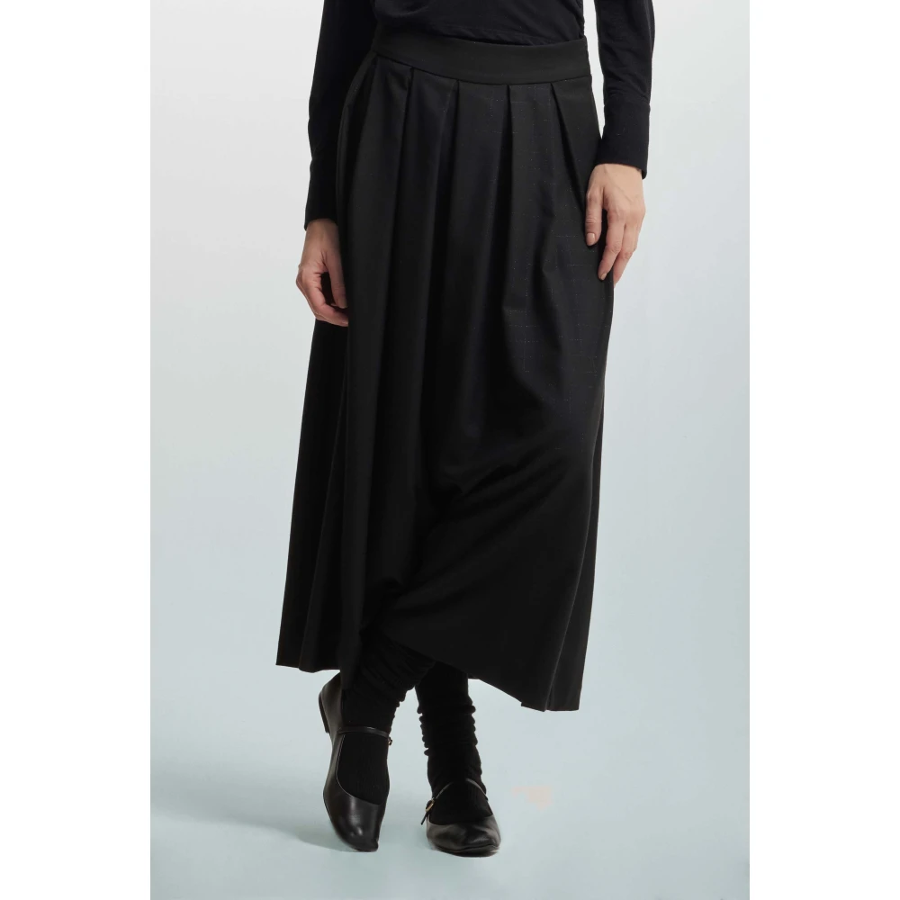 Kocca Flared Midi Skirt with Pleats Black Dames