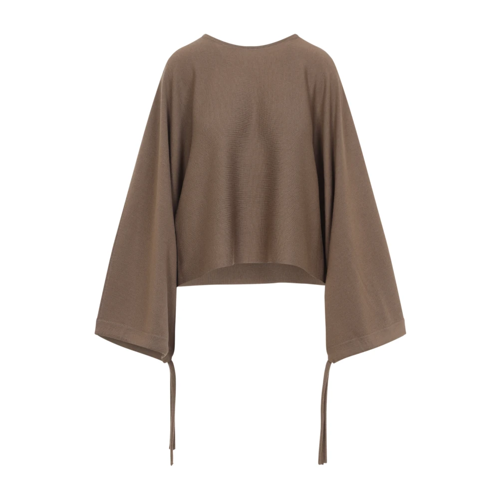 Max Mara Brown Round-Neck Knitwear, Female, S, Luxurious Wool Jumper Nude Neutrals