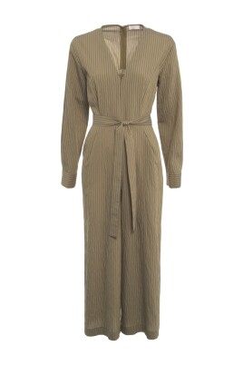 striped-jumpsuit-green-v-neckline-chic-look