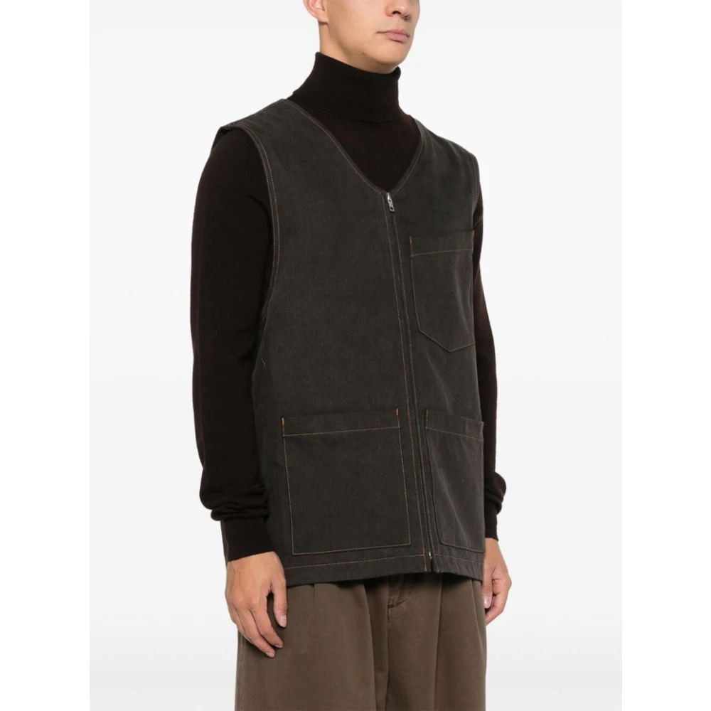 Agolde Denimvest met oranje stiksels Brown Heren