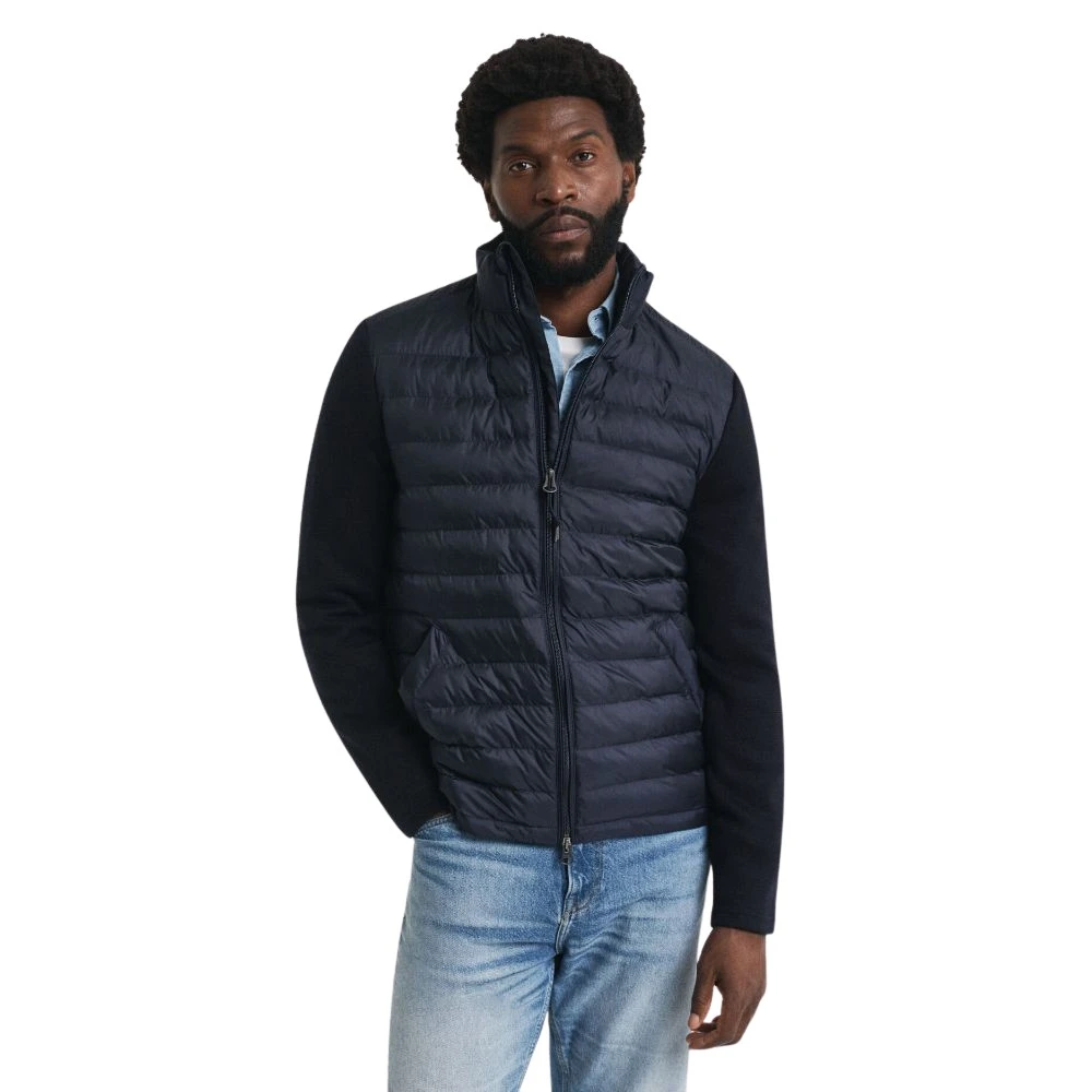 Gant Men's Blue Mixed Media Jacket With Quilted Channels - Winter Jackets - 2XL - Jackets