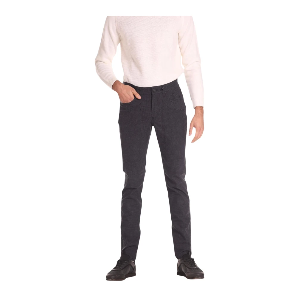 Jeckerson Slim Fit Blauwe Pied De Poulle Broek Gray Heren