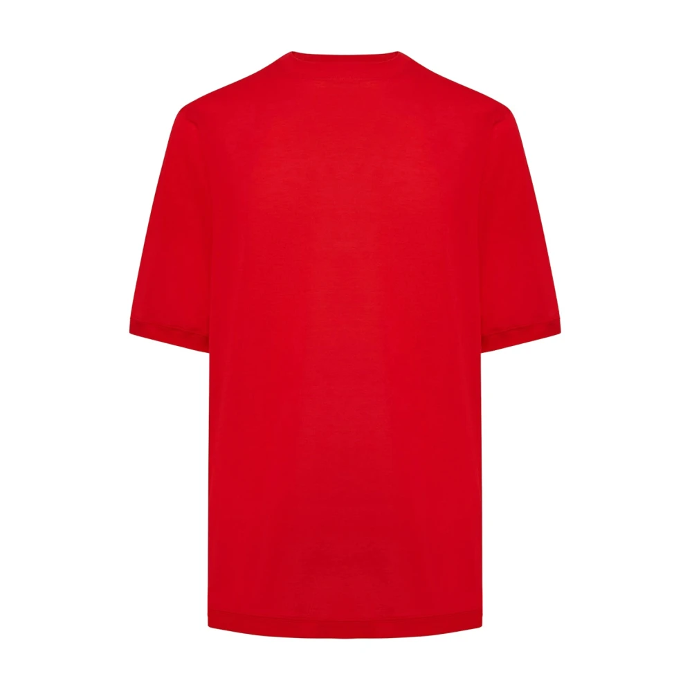 Kiton Rode Katoenen T-Shirt Korte Mouwen Crew Neck Red Heren
