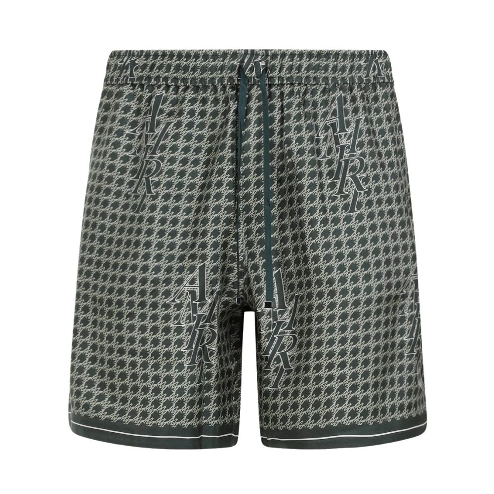 Amiri Groene zijden shorts met gebroken honden-tandpatroon Green Heren