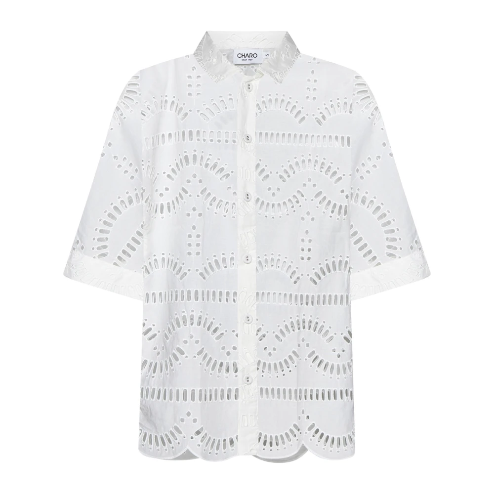 Charo Ruiz Ibiza Witte Broderie Anglaise Overhemd White Dames