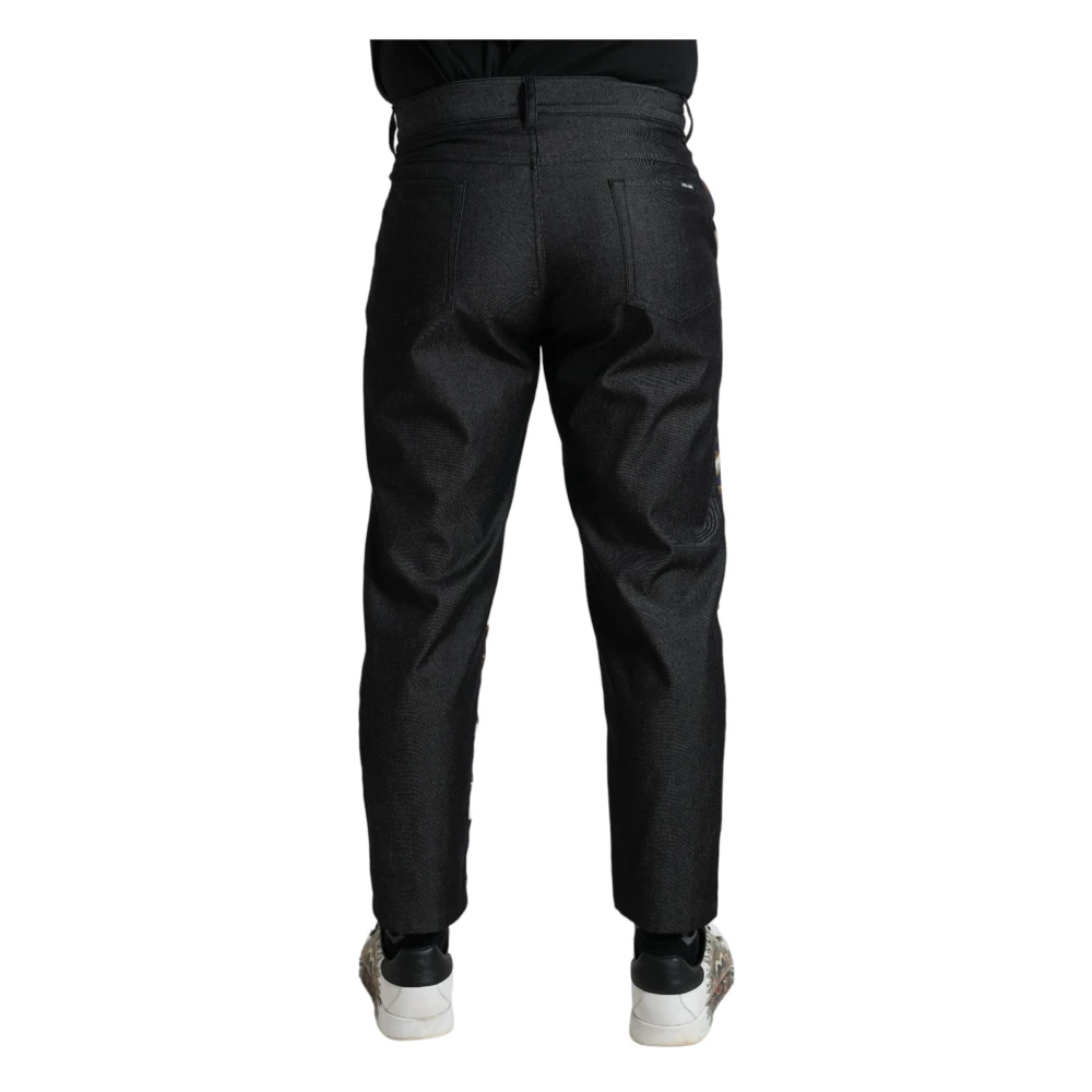 Dolce & Gabbana Elegante zijden skinny broek met wapenprint Multicolor Heren