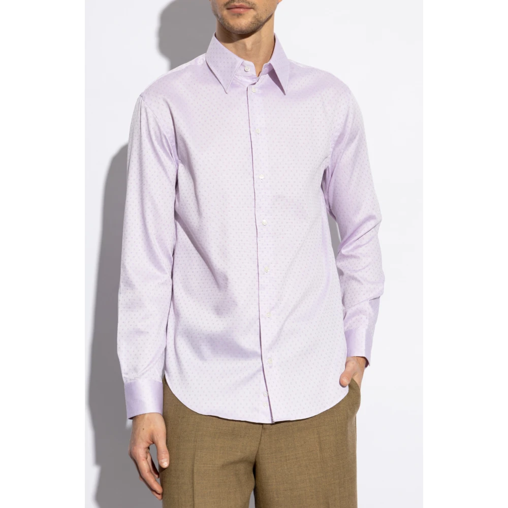 Emporio Armani Katoenen overhemd Purple Heren