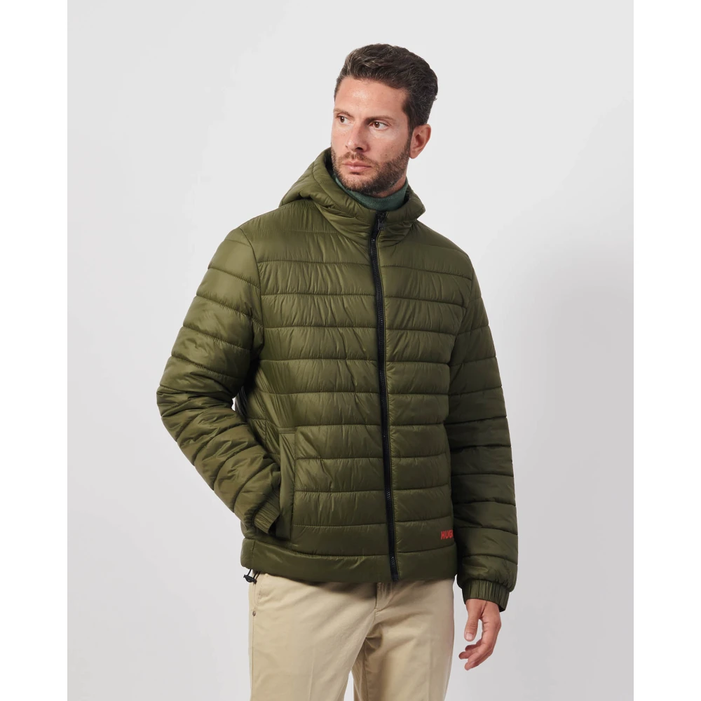 Hugo Boss Groene Gewatteerde Jas met Capuchon Green Heren