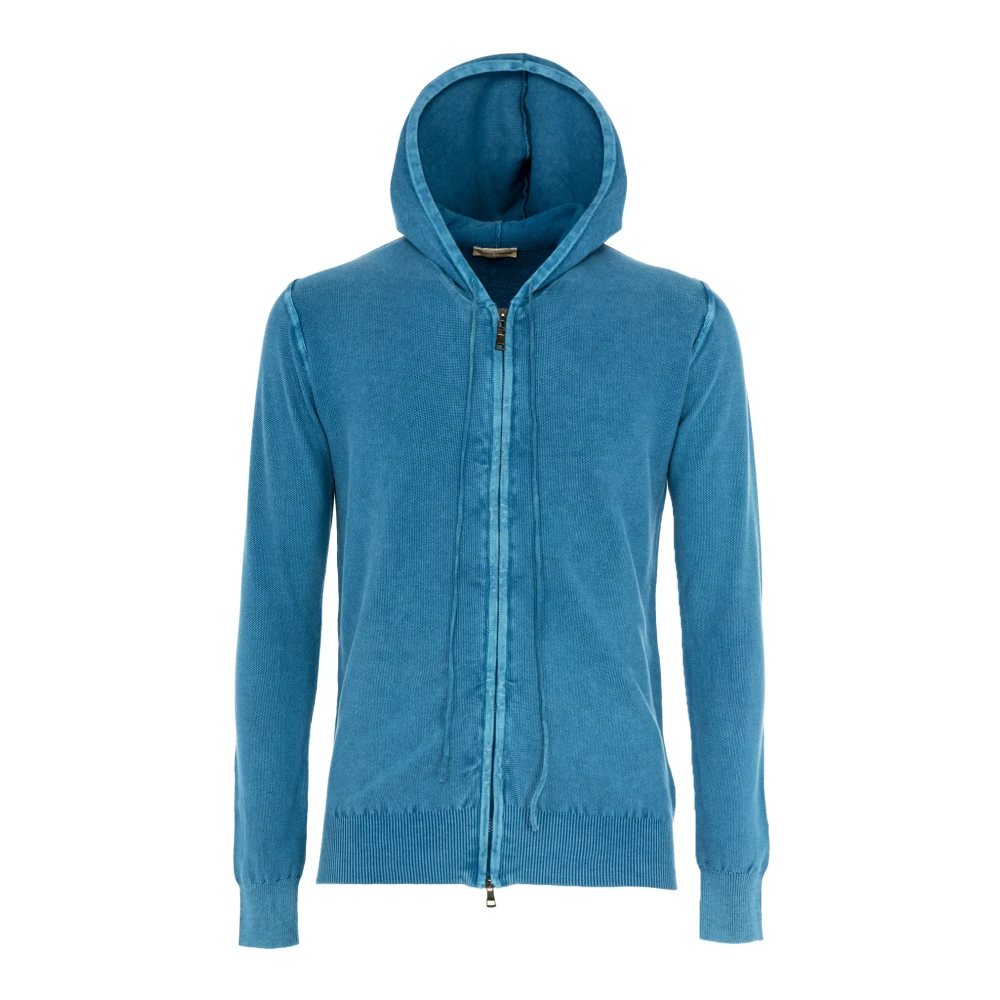 Cashmere Company Heren Hoodie met rits Blue Heren