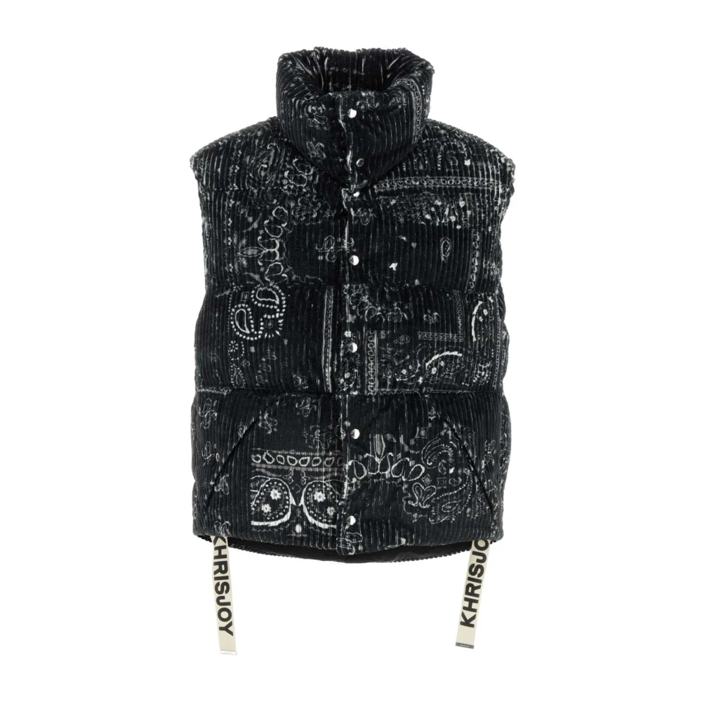 Printed Corduroy Oversize Sleeveless Down Jacket - Khrisjoy - Modalova