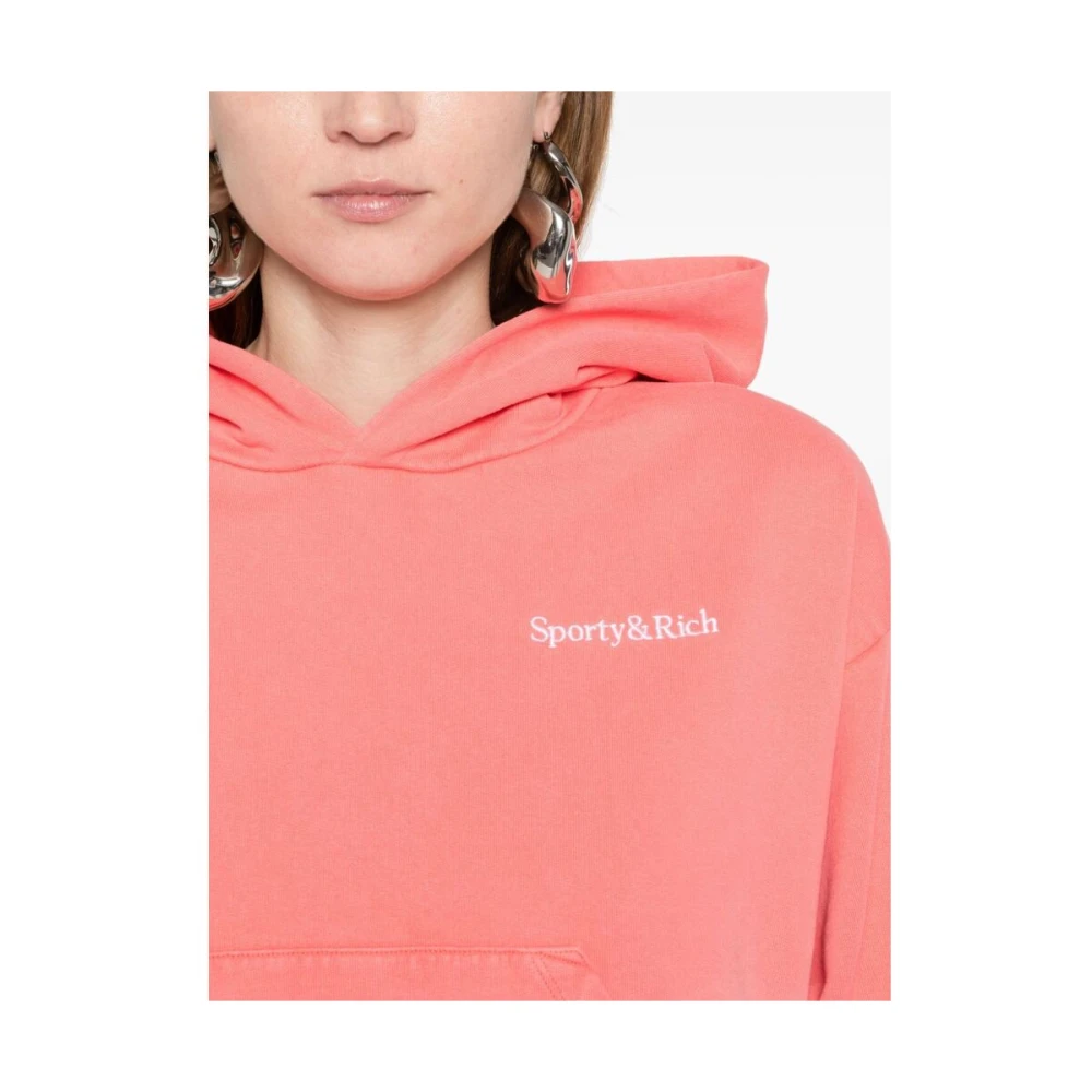 Sporty & Rich Koraalroze Hoodie met Borduursel Pink Dames
