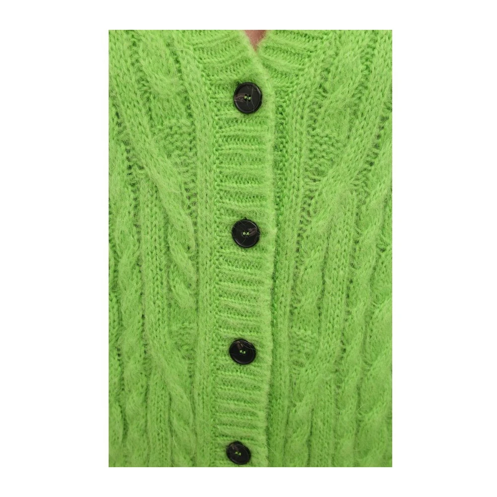 Msgm Groene Cable-Knit V-Neck Sweater Green Dames