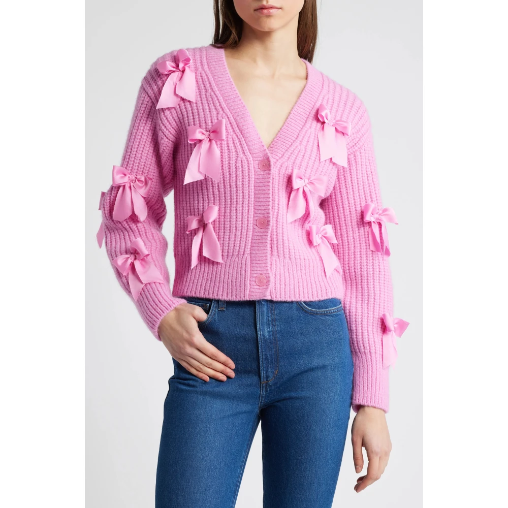 Loveshackfancy Alpaca Wool Blend Cardigan Rose Pompadour Pink Dames