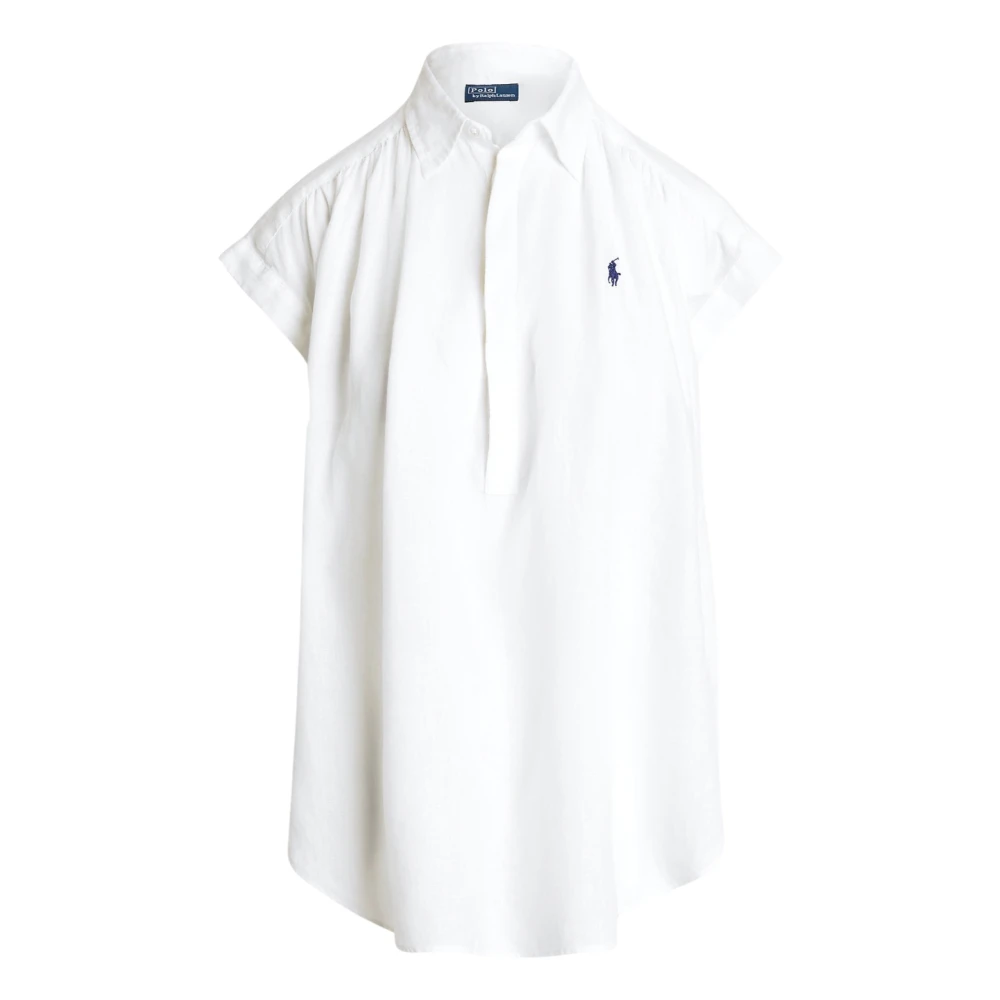 Polo Ralph Lauren Vit Linne Popover Skjorta White, Dam