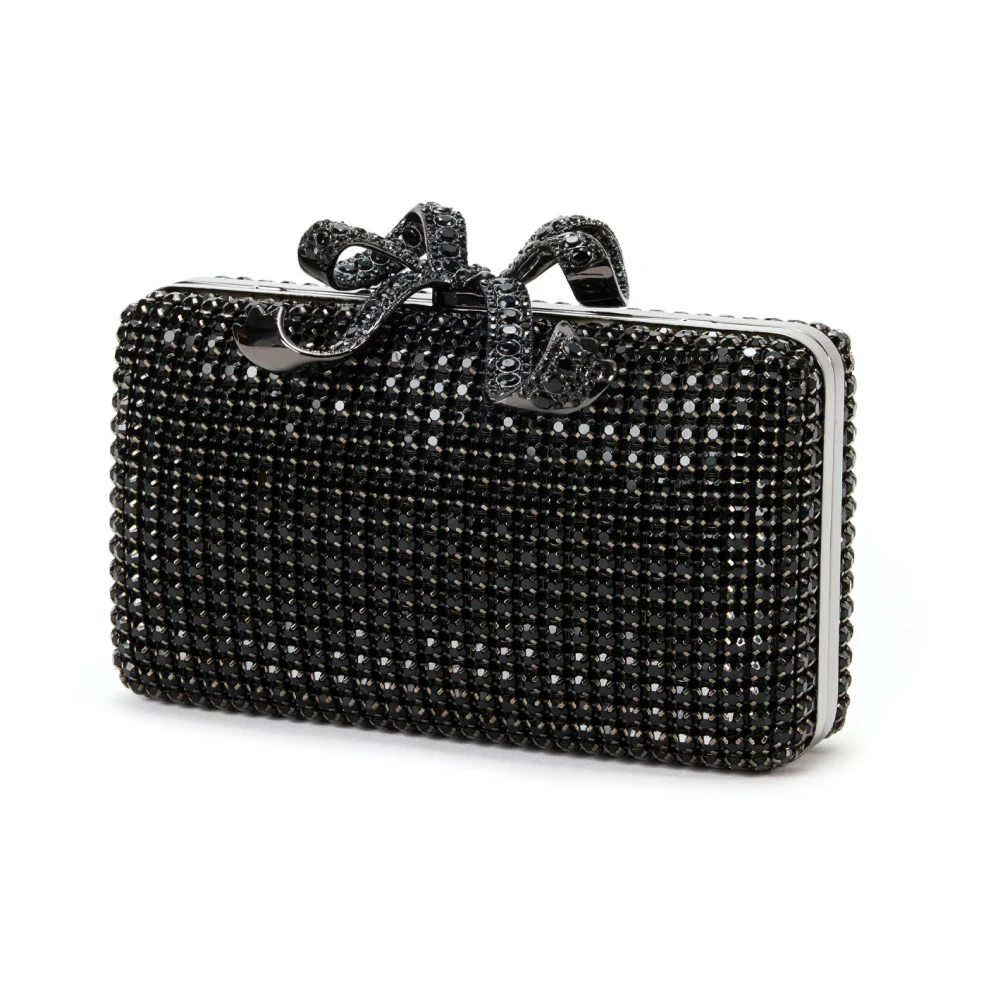 Self Portrait Rhinestone Clutch met Schouderband Black Dames