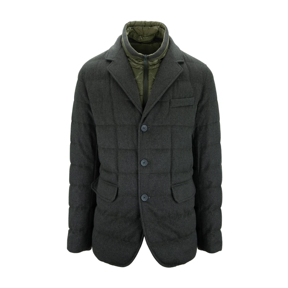 Herno Cashmere Zip-Up Jas met Uitneembaar Donzen Vest Gray Heren