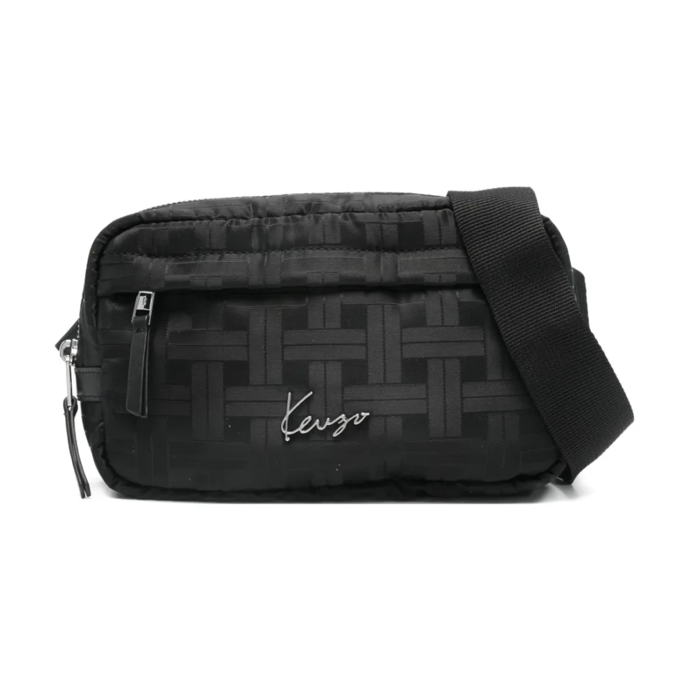 Kenzo Men's Black Cross Body Bags, One Size, Monogrammed Waist Bag With Adjustable Strap