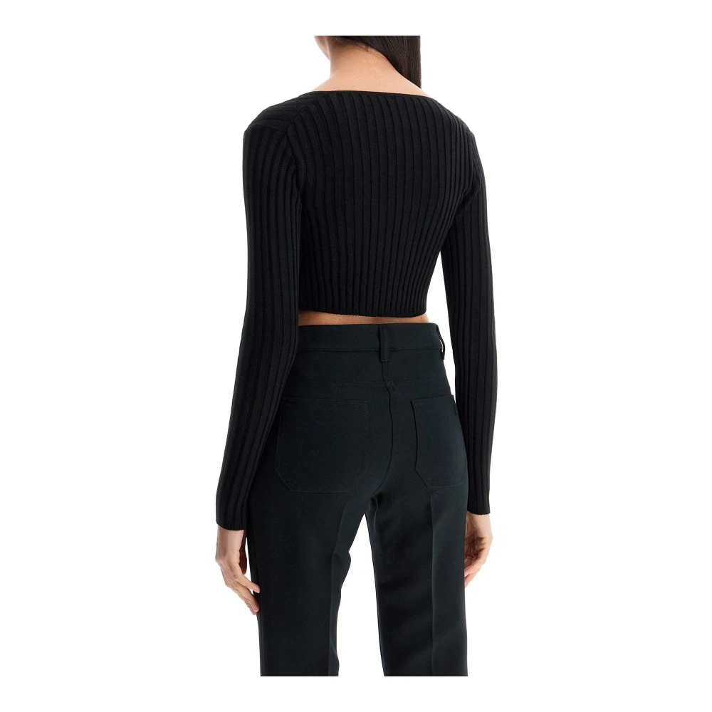 Versace Ribgebreide Safety Pin Cardigan Black Dames
