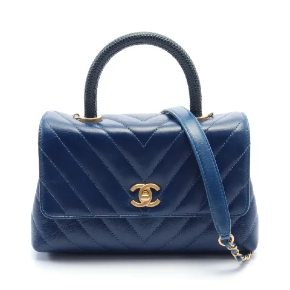 Chanel Vintage Pre-owned Leather handbags Blue Dames
