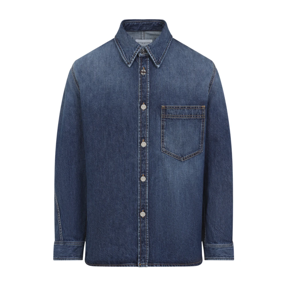 Givenchy Men's Blue Denim Shirts, L, Stylish Overshirt For