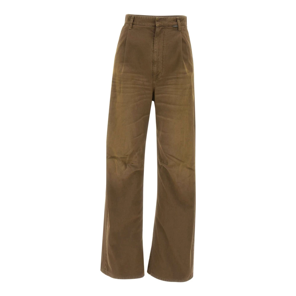 Mm6 Maison Margiela Vrouw Bruin Jeans Dames, W28, Katoen, Wijde Jeans