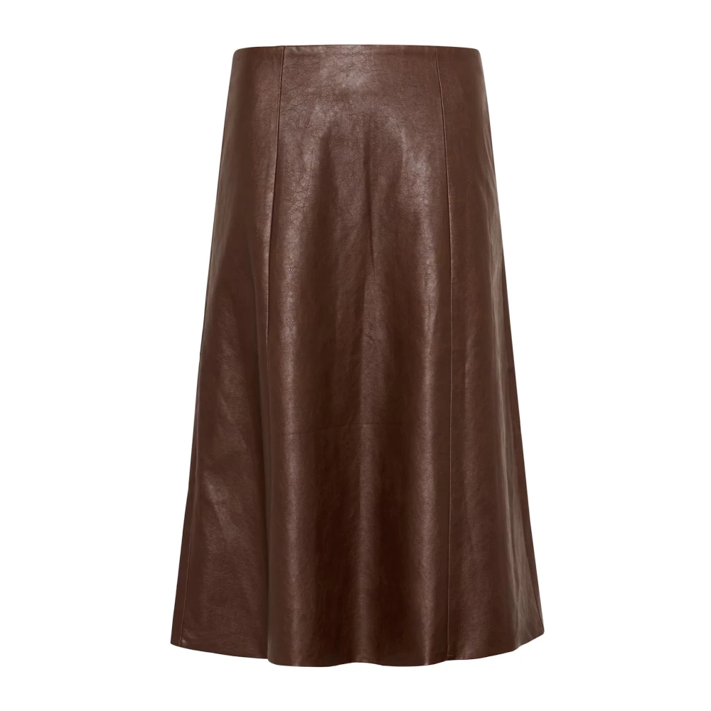 Cream Women's Brown Midi Skirts, 3XL, Paloma Skirt - Faux Leather