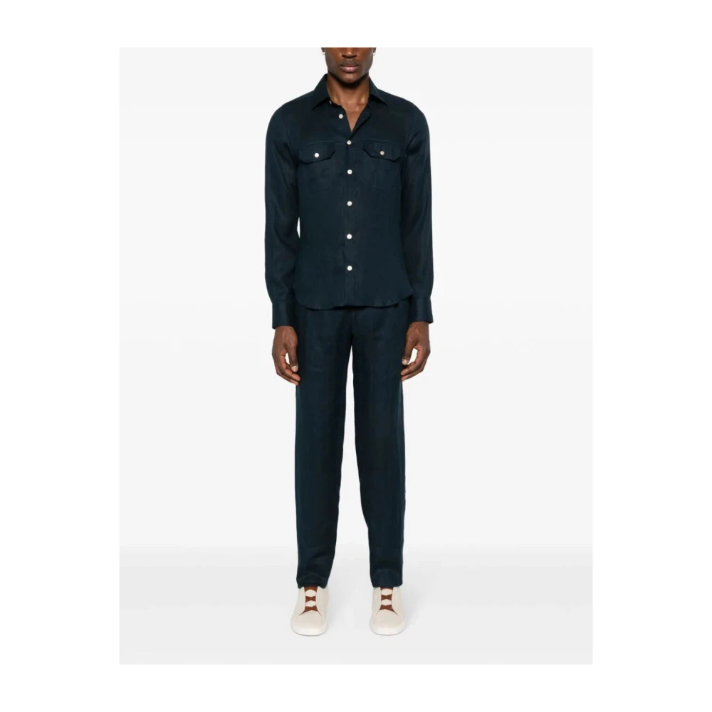 Kiton Blauwe Sasha Stijlvolle Modieuze Shirt Blue Heren