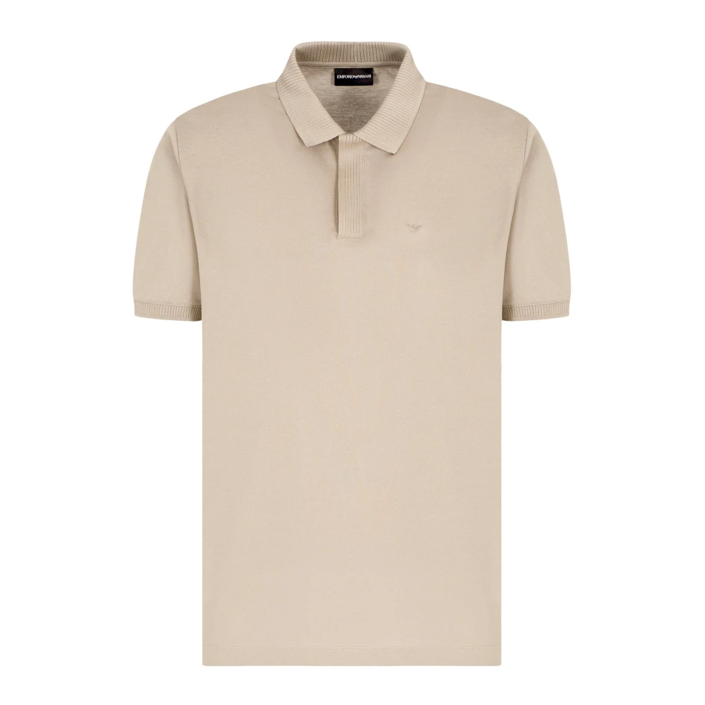 Emporio Armani Stijlvolle Polo Shirts met Verborgen Gedeeltelijke Sluiting Beige Heren