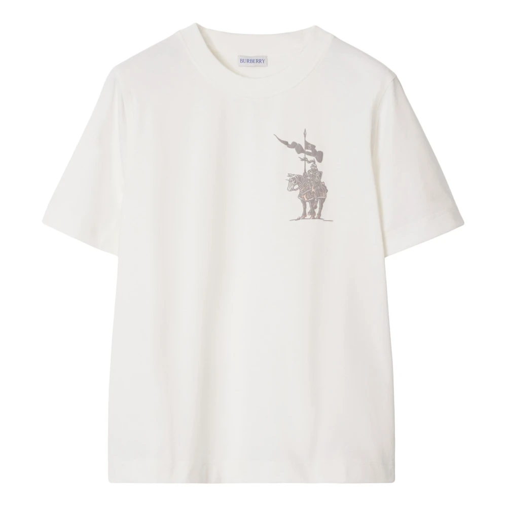 Burberry Wit T-shirt met Equestrian Knight Design White Dames
