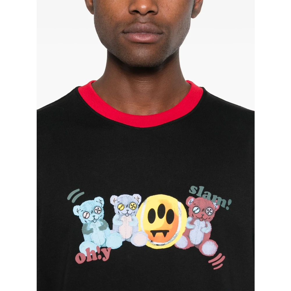 Barrow Zwarte Crew Neck T-shirt met Front Print Black Heren