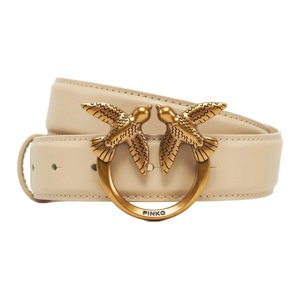 Pinko Women's Beige Elegant Leather Belt Love Berry - Belts - S - Accessories
