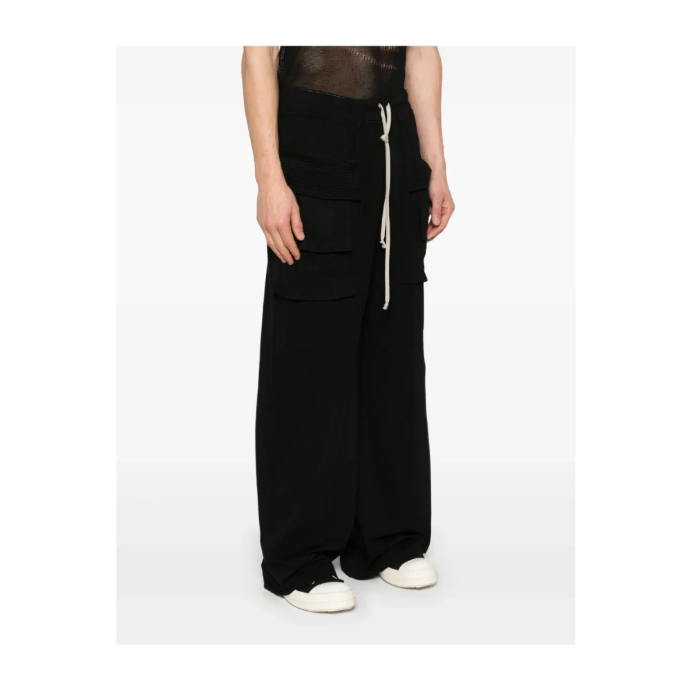 Rick Owens Wide Leg Cargo Broek Black Heren
