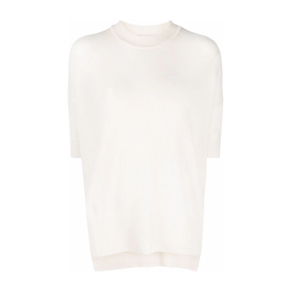 Jil Sander Elegant Beige Cashmere Short Sleeve Sweater Beige Dames
